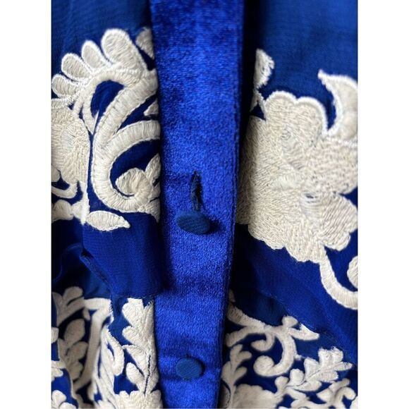 NWT Mynahs Reynu Taandon Royal Blue Tiered Embroidered Sleeveless top, $228 Medi - Picture 5 of 9